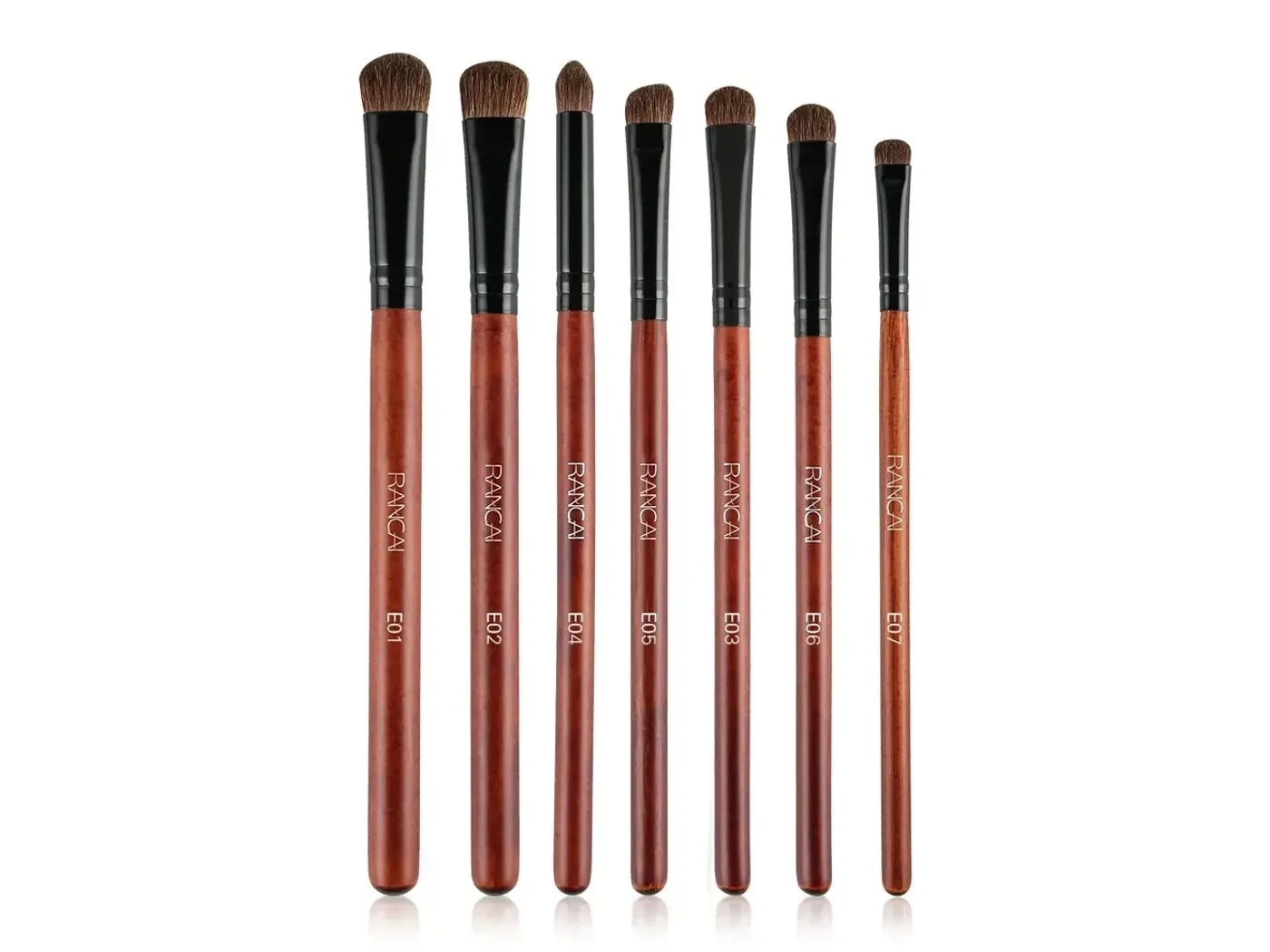 Eye Makeup Brushes — six eye makeup brushes with matching wooden handles