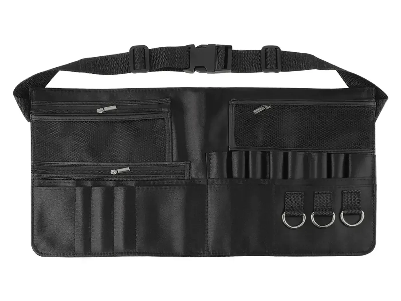 Makeup Brush Storage & Accessories — PU makeup brush belt bag laid open showing its brush slots