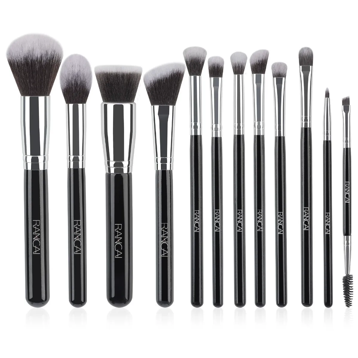 12-Piece Brown Makeup Brush Set with Bag