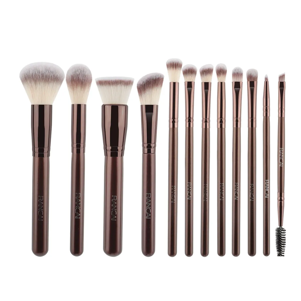12-Piece Makeup Brush Set with Black PU Zip Pouch
